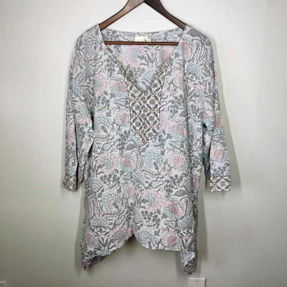 Exclusively For Signals Asymmetric Top Womens Plus 2X Floral Tapestry Bohemian - Picture 1 of 10